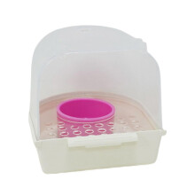Parakeet Bird Bath with Spill Proof Tray, Clear View Parrot Bath Tub for Indoor Outdoor Cages