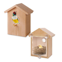 Window Bird House with Clear View and Strong Suction Cups, Wooden Nesting Box for Kids and Adults