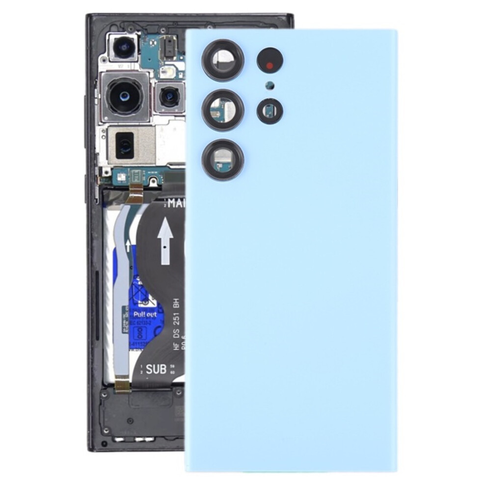 (Blue) Glass Battery Back Cover With Camera Lens Cover For Samsung For Galaxy S23 Ultra Sm-S918 Blue 6931449730590