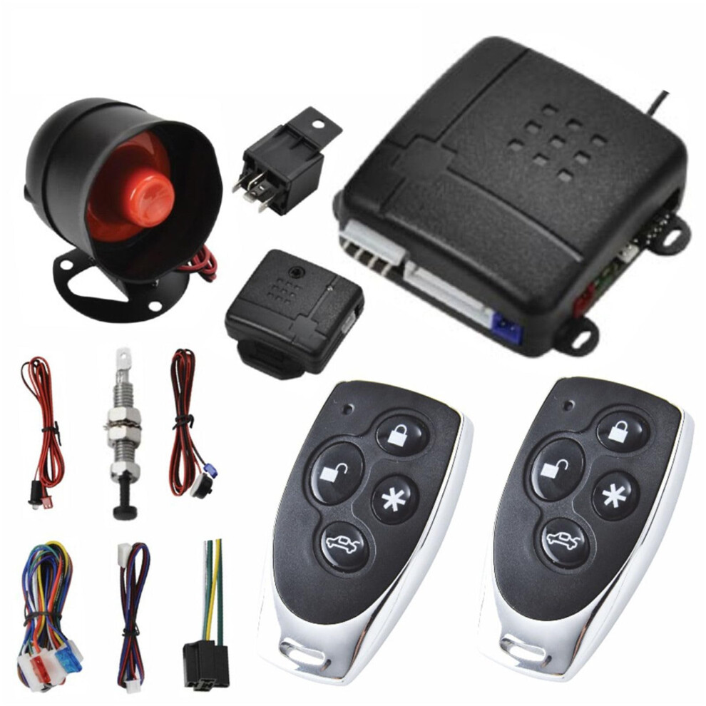 Universal Car Alarm And Keyless Entry System With Shock Sensor, Central Lock, 2 Remotes, Black 9070919096419