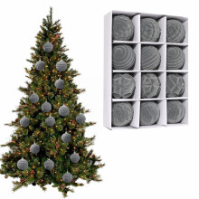 12 Pcs 2.36" Velvet Christmas Ball Ornaments, Flocked Vintage Plastic Xmas Tree Hanging Decor for Party, Wedding, Home (Brown)