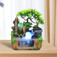 Indoor Water Fountain W/ LED Lamp & Atomization Effect, Tabletop Waterfall Mist Rockery Feng Shui Decor