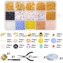DEKAXID 20 Styles Jewelry DIY Handmade Bead Kit 7 Chakra Polymer Clay Acrylic Letters Beads Box For Jewelry Making DIY Bracelet Earrings