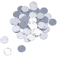 Sew on Silver Mirror Rhinestones 50 Pcs Flat Round Sew on Rhinestones for Clothes Acrylic Disc Mirror Pieces
