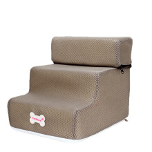 wileqep Folding Pet Stairs Cover 3 Steps Foldable Dogs Stair Cover For Small Dogs Removable Comfortable Non Slip Dog Ramp(Khaki)