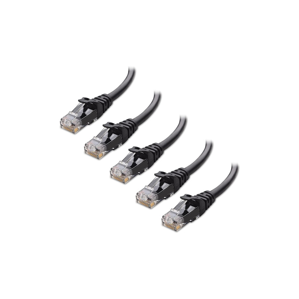 5-Pack 10 Gbps Snagless Short Cat6 Ethernet Cable (Cat6 Cable, Cat 6 Cable) 3M Black 9110895320778