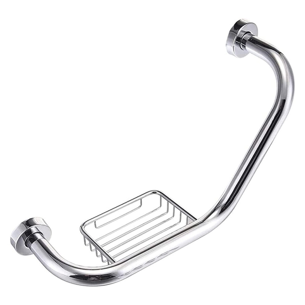 Grab Bars Curved Stainless Steel Bathroom Safety Rail with Soap Basket, AntiSlip Support for Elderly