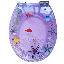 Purple Oval Soft Close Toilet Seat with Durable Resin Finish and Stainless Steel Hinges