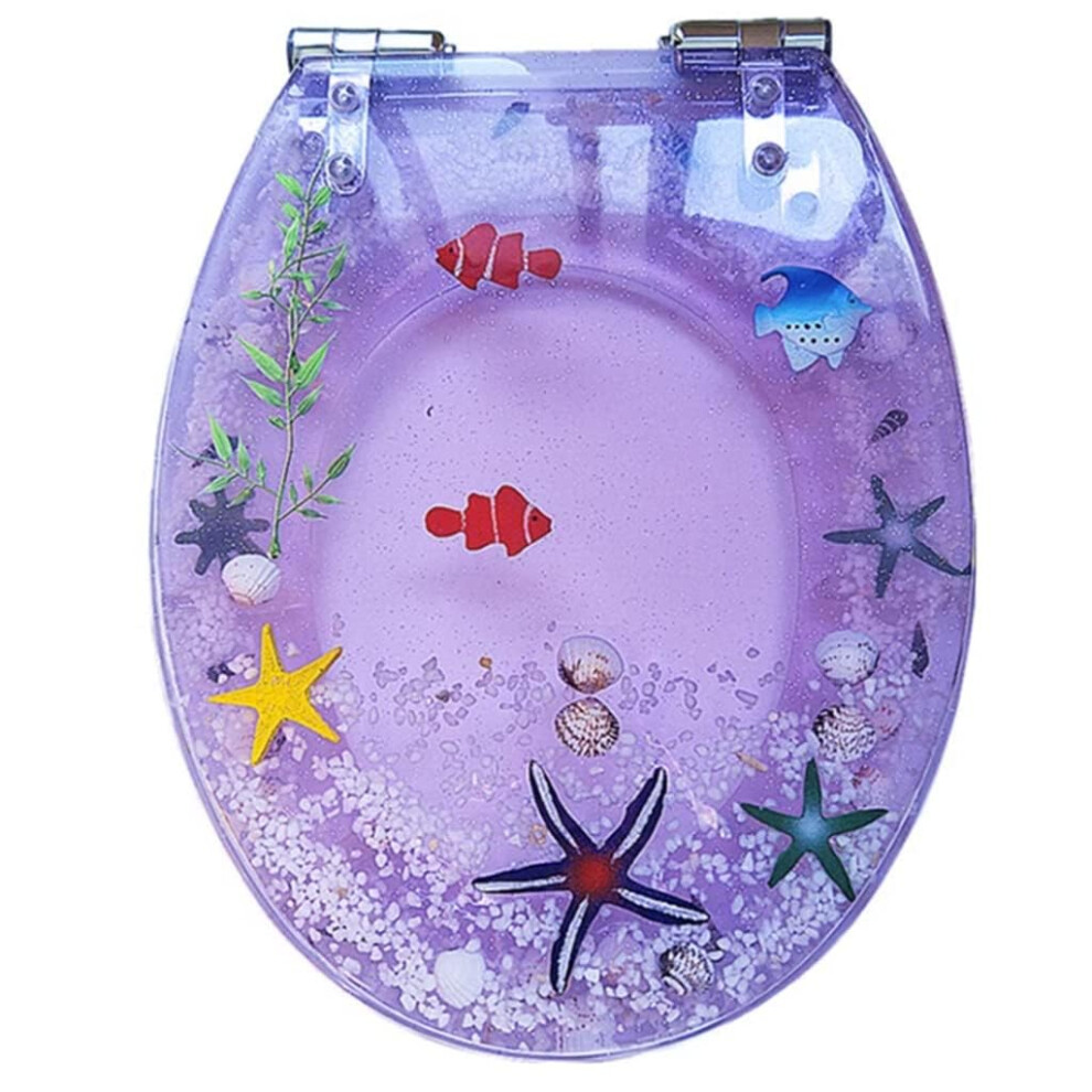 Purple Oval Soft Close Toilet Seat With Durable Resin Finish And Stainless Steel Hinges 9113335095823