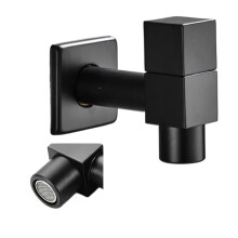 Wall Mounted Bathroom Faucet Black Single Hole Brass WaterSaving Tap for Indoor Outdoor Use