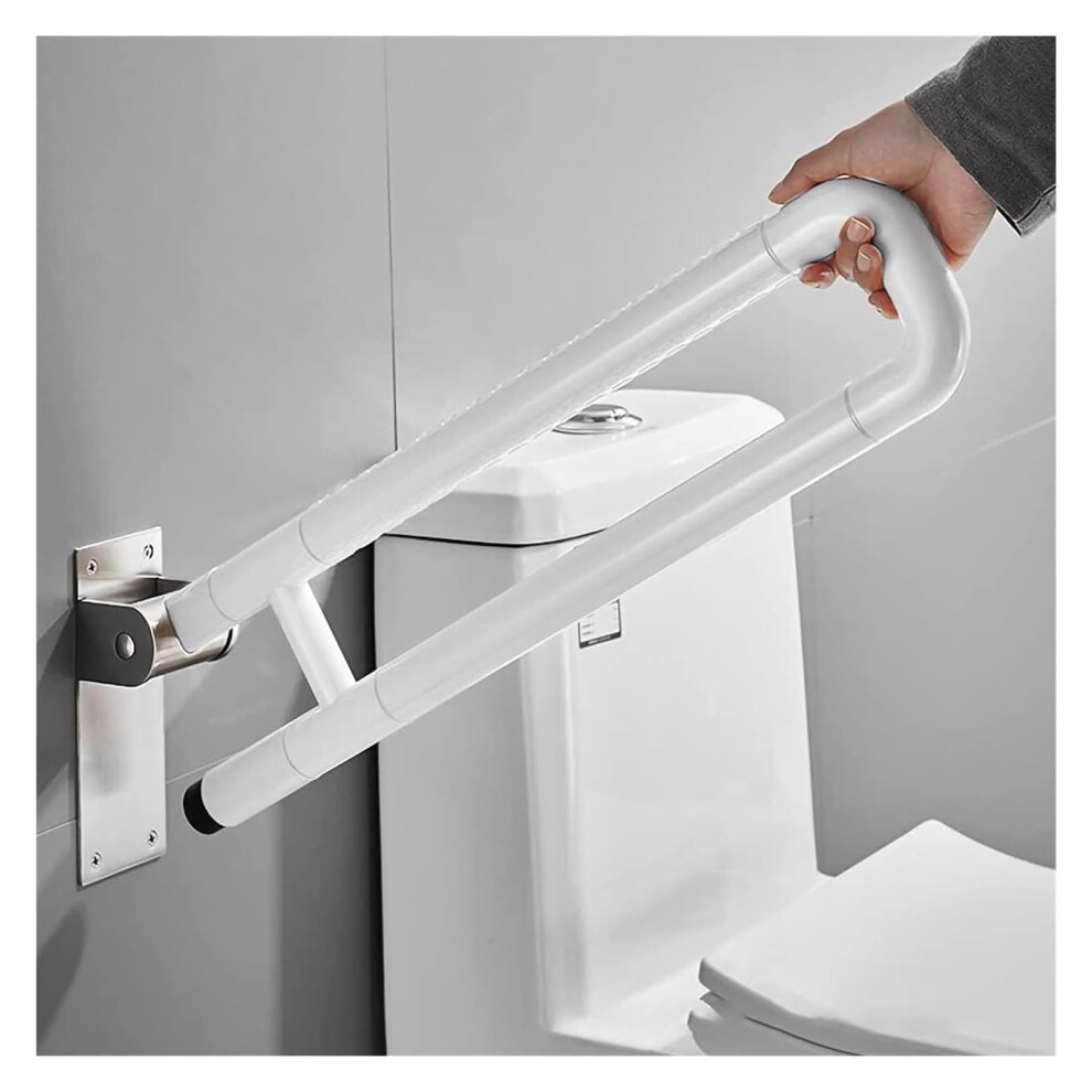 Foldable Stainless Steel Bathroom Grab Bar with AntiSlip Grip, Wall Mounted Toilet Safety Rail