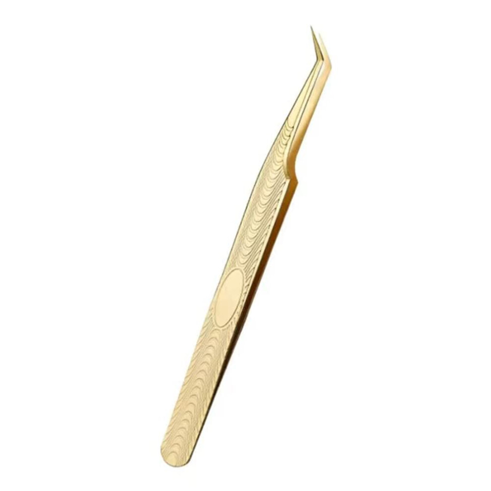 Gold Professional Stainless Steel Eyelash Extension Tweezers With Precision Tips And Nonslip Grip