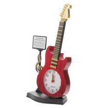 Vintage Guitar Shaped Tabletop Clock Retro Desk Decor with Stable Base for Home or Office