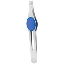 Stainless Steel Slant Tip Eyebrow Tweezers with Resilience Grip for Grooming and Lash Application Silver