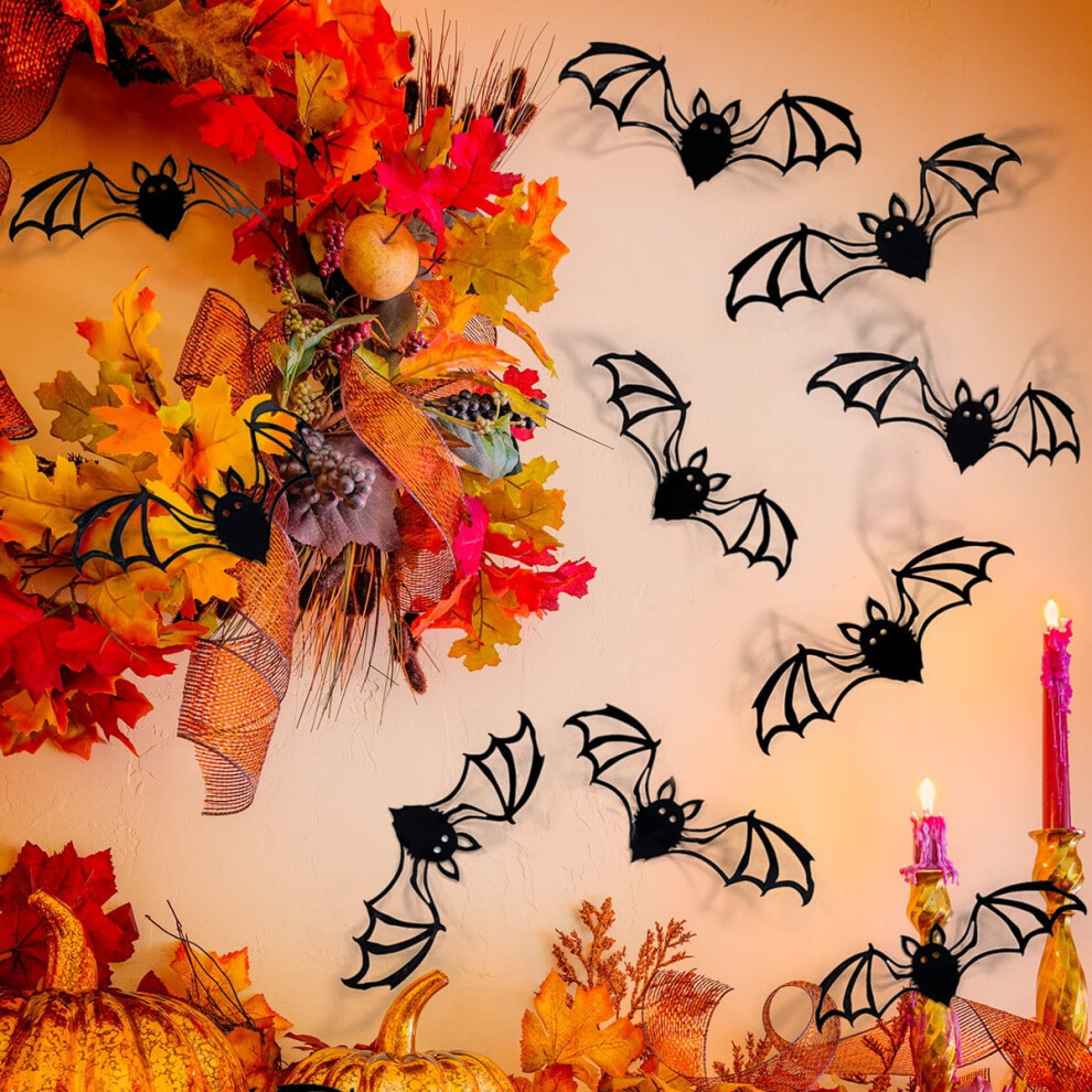 Donemore 3D Bats Wall Stickers, Black Scary Bats Decals For Windows, Doors, Porch, Indoor Outdoor Halloween Decorations Party Supplies 9110895322482