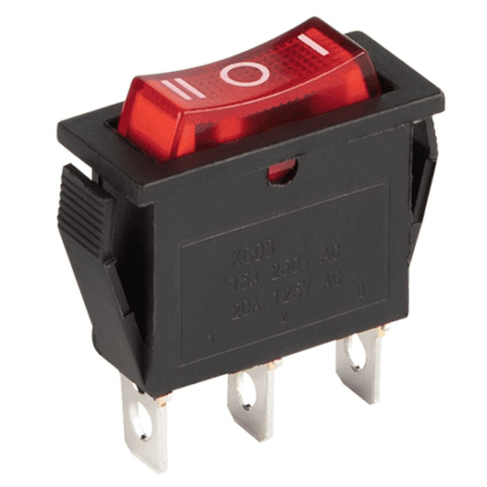 Geege Rocker Switch 15A 250V 20A 125V Red On-Off-On 3 Pin 9110895322604