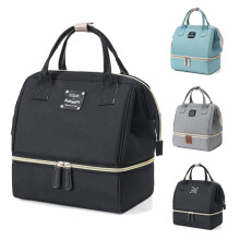 Milk Storage Breastfeeding Double-layer Backpack Hand Bag Double Layer Fresh Preservation Bag,Black