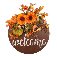Orchip Faux Sunflowers Welcome Sign, Porch Sign for Front Door Wall Farmhouse Decor