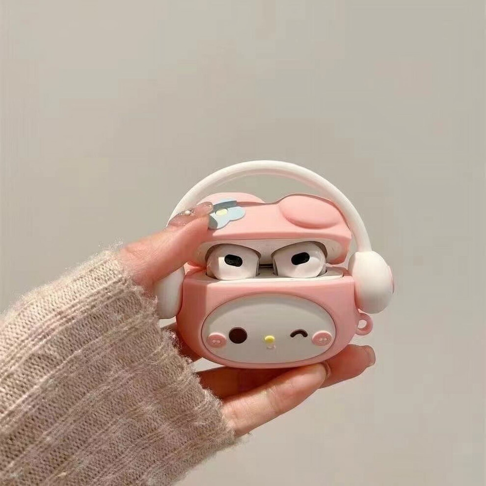 Cute Music Kuromi Melody Case Compatible With Airpods 3 & Airpods Pro 2, Soft Silicone Earphone Cover 9110895326985