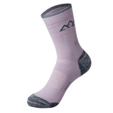 (Grey,M) Semi-thick women's merino wool socks, outdoor hiking socks, winter, warm terry bottom S021