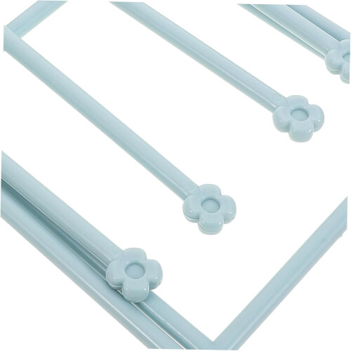Foldable Vertical Towel Rack MultiRod Space Saving Dish Towel Holder for Kitchen and Bathroom Light Blue 2