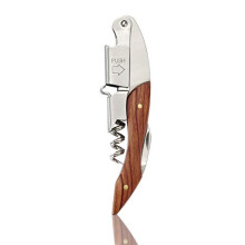 Wooden Handle Wine Opener with Stainless Steel Corkscrew, FourinOne Ergonomic Bottle Opener