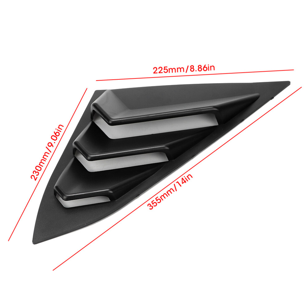 2Pcs Matte Abs Rear Window Louvers For Honda Civic 2016-2019 Black 9431382752439
