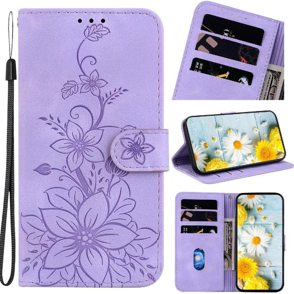 Case For Google Pixel 9 Kickstand Wallet Card Holder Embossed Lily Magnetic 9110895328590