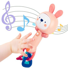 Baby Music Rattle Toy 6-12 Months, Teething Toy with Music & Light, Learning Infant Toy, Newborn Gift for Boy Girl (Rabbit)