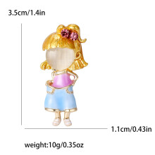 (Blue4011, MULTI) Enamel Painted Girls Brooches for Women Unisex Rhinestone Character Pins Office Party Friend Gifts Jewelry Accessories
