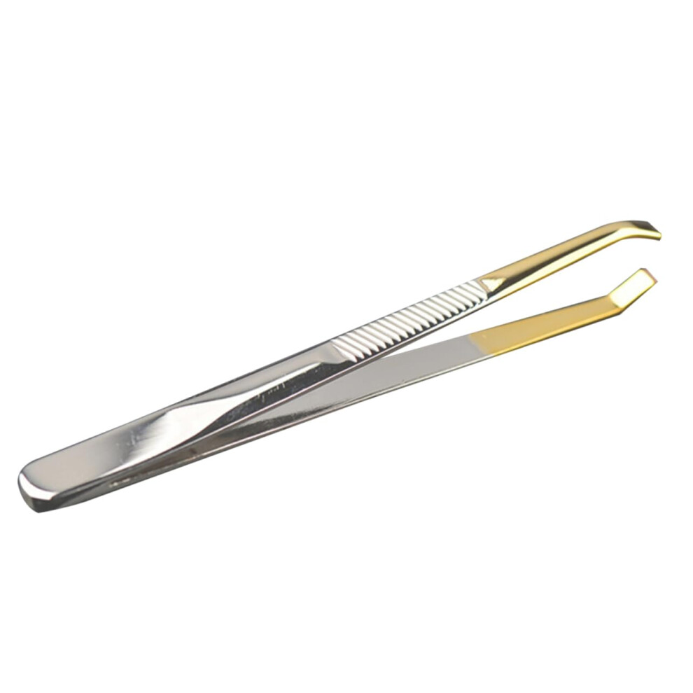 Eyelash Extension Tweezers with Safe Curved Tip Stainless Steel Eyebrow Grooming Tool