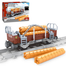 Wooden Freight Train Building Kit with Tracks and Cargo, 150 Pcs STEM Toy Set for Kids