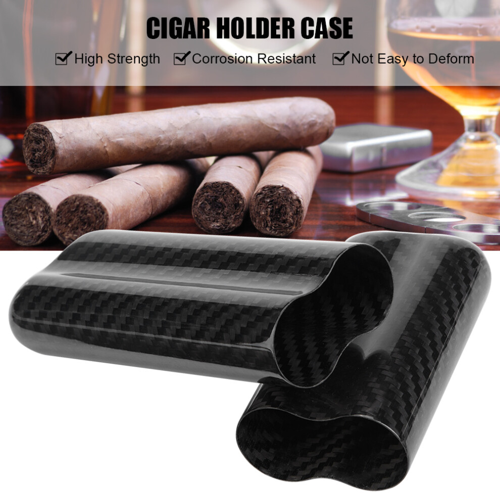 Carbon Fiber Cigar Holder Case 2 Tube Travel Humidor 15.5*5*2.5Cm 4621382755591