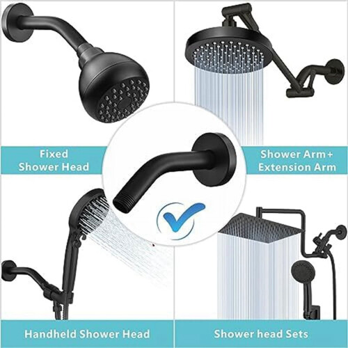 Shower Arm, Wall Mount Replacement Shower Arm for Fixed Shower and Handheld Showerhead, 25cm 1