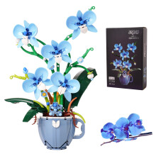 Blue Orchid Flowers Set DIY Building Kit for Adults, Realistic Home Decor Gift, 567PCS