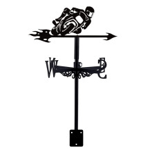 Outdoor Weather Vane Vintage Motorcycle Design, UVResistant Metal, 360 Wind Direction Indicator for Garden Yard