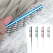 Feiona Pet Cat Dog Fine Tooth Comb Professional Hair Beauty Brush for Pet Cat Dog Stainless Steel Long Handle Comb Supplies