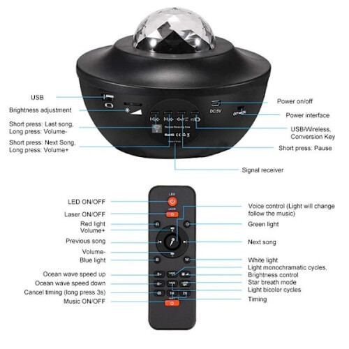 Star Projector with Bluetooth Speaker - Your own Galaxy Lamp multicolor 2