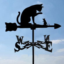 Outdoor Metal Weather Vane Roof Mount Farm Scene Wind Direction Indicator Garden Ornament