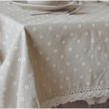 lzndeal Flower Pattern Tablecloth Linen Cotton Table Cloth with Lace Dining Table Cover New