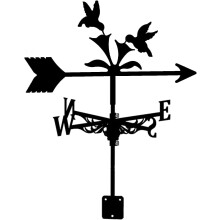 Weather Vane Retro Flowers and Birds Metal Garden Weathervane with Easy Wind Rotation for Yard