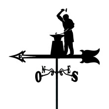 Blacksmith Silhouette Weather Vane Stainless Steel Wind Direction Indicator for Garden Decor with Mounting Bracket 3550 cm