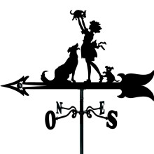 Garden Weathervane Wrought Iron Gnome Roof Weather Vane with RustProof Aluminum and Satin Black Finish