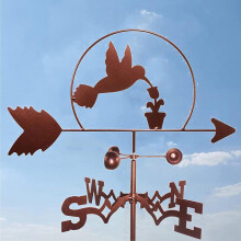 Retro Metal Weather Vane with Hummingbird Design, Garden Wind Direction Indicator for Roof Mount