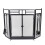 Fireplace Screen 3 Panel with Double Door Access and 4pc Tools Set, Black Metal Freestanding 1