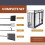 Fireplace Screen 3 Panel with Double Door Access and 4pc Tools Set, Black Metal Freestanding 3