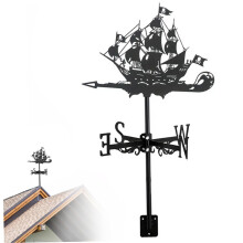 Pirate Garden Weather Vane Metal Roof Mount Outdoor Wind Direction Indicator WeatherResistant