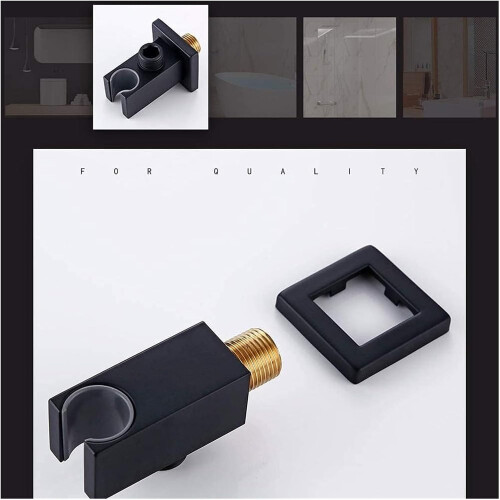 Matte Black Wall Mounted Adjustable Shower Head Holder NoDrill Easy Install Rust 2