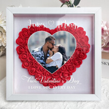 Valentine's Day Shadow Box with Custom Flower Colors, Couple Gift, Anniversary Keepsake