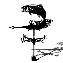 Stainless Steel Fish Weather Vane Wind Direction Indicator for Outdoor Garden Decoration